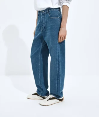 Jean à jambes larges bleu indigo moyen
