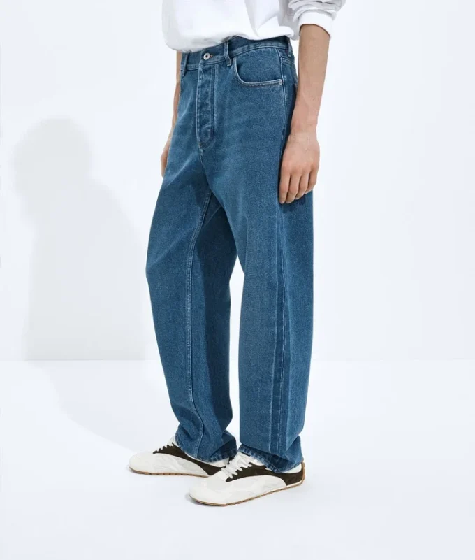 Jean à jambes larges bleu indigo moyen
