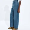 Jean à jambes larges bleu indigo moyen