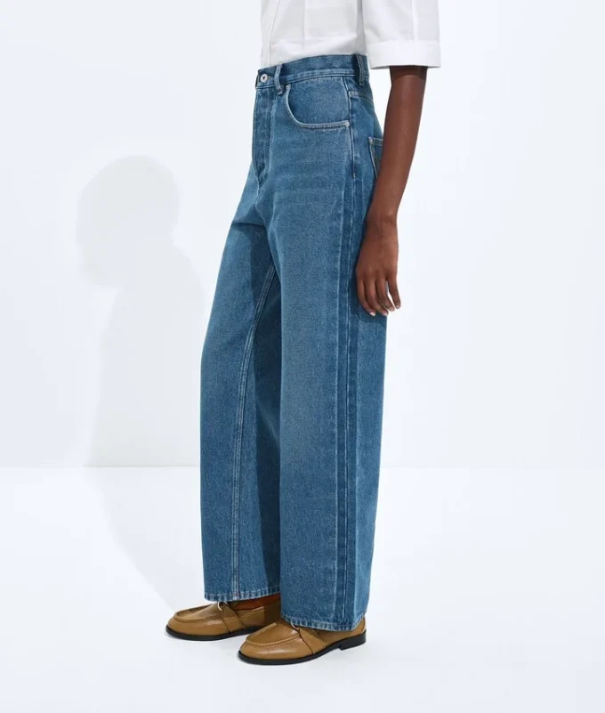 Jean à jambes larges bleu indigo moyen
