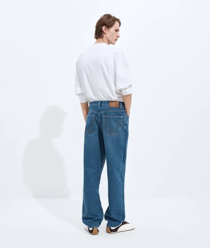 Jean à jambes larges bleu indigo moyen