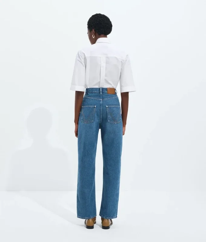 Jean à jambes larges bleu indigo moyen