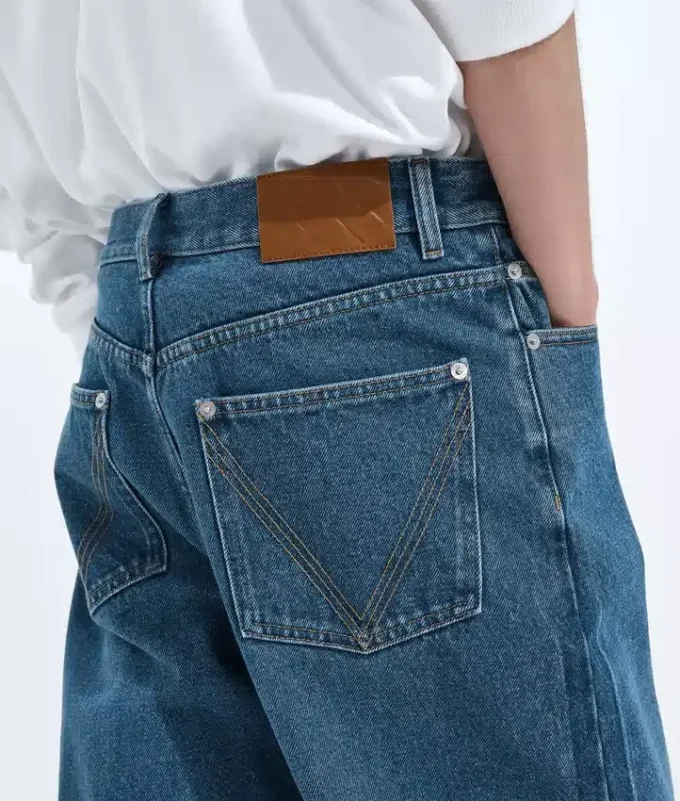 Jean à jambes larges bleu indigo moyen