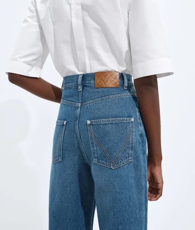 Jean à jambes larges bleu indigo moyen