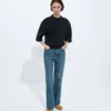 Jean évasé en denim délavé indigo moyen