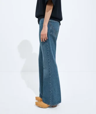 Jean évasé en denim délavé indigo moyen