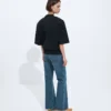 Jean évasé en denim délavé indigo moyen