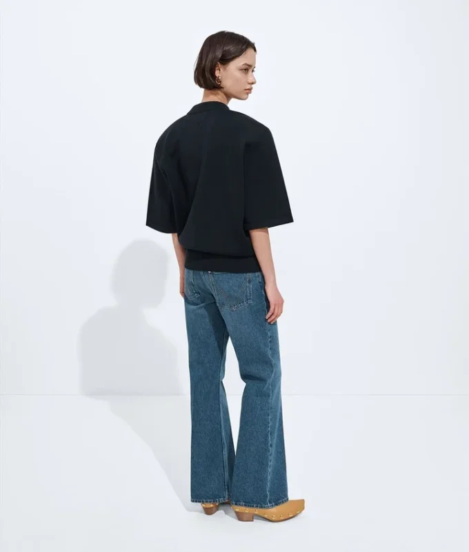 Jean évasé en denim délavé indigo moyen