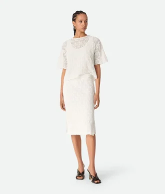 Jupe en coton et soie à motif de poissons