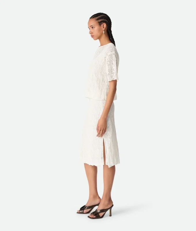 Jupe en coton et soie à motif de poissons
