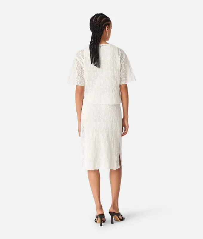Jupe en coton et soie à motif de poissons