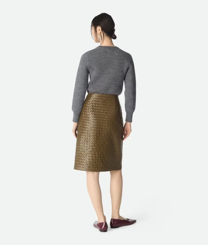 Jupe en cuir Intrecciato