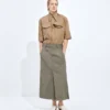 Jupe en gabardine de coton et de soie