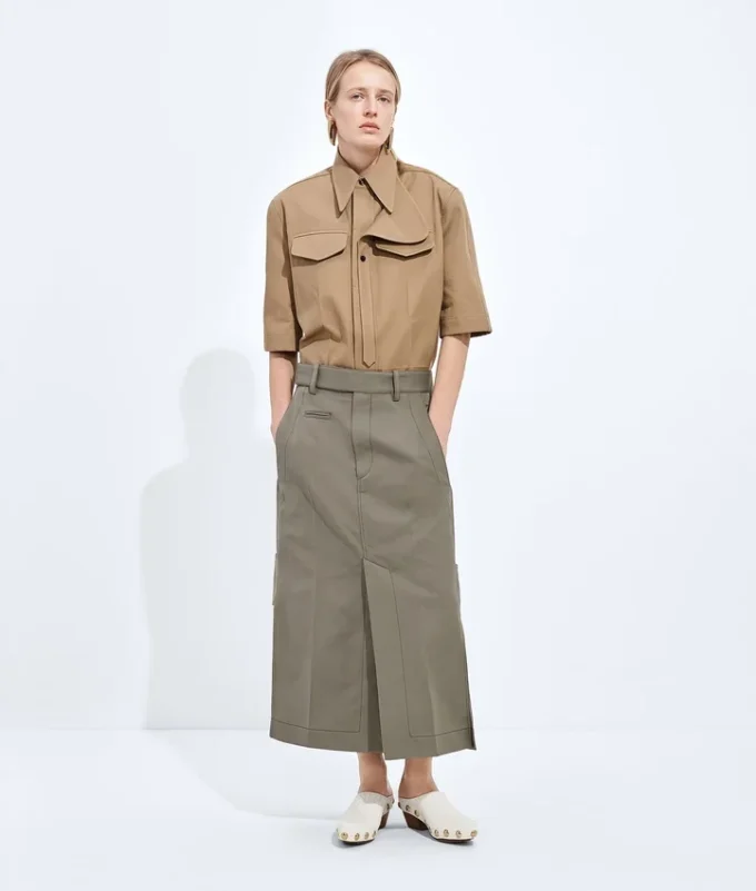 Jupe en gabardine de coton et de soie
