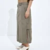 Jupe en gabardine de coton et de soie