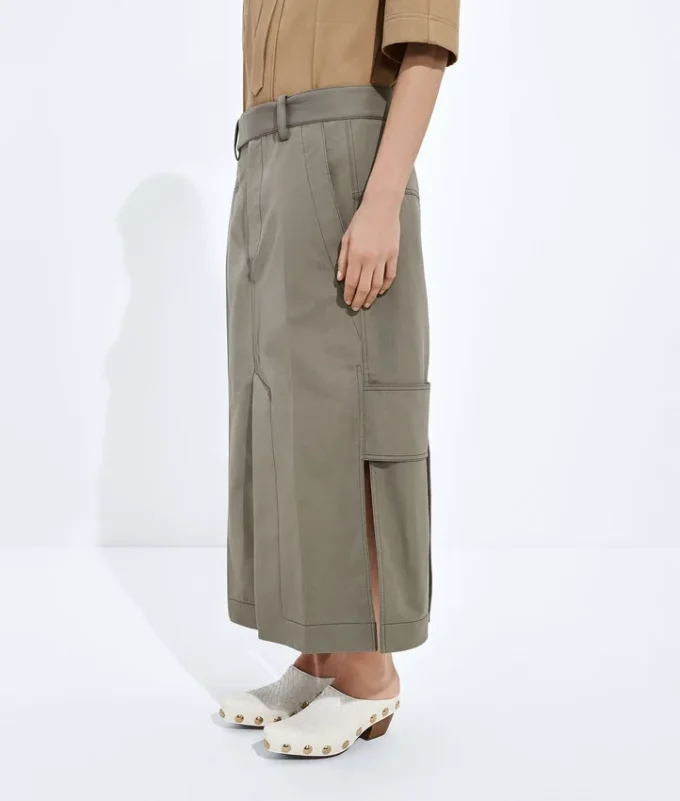 Jupe en gabardine de coton et de soie