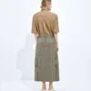 Jupe en gabardine de coton et de soie