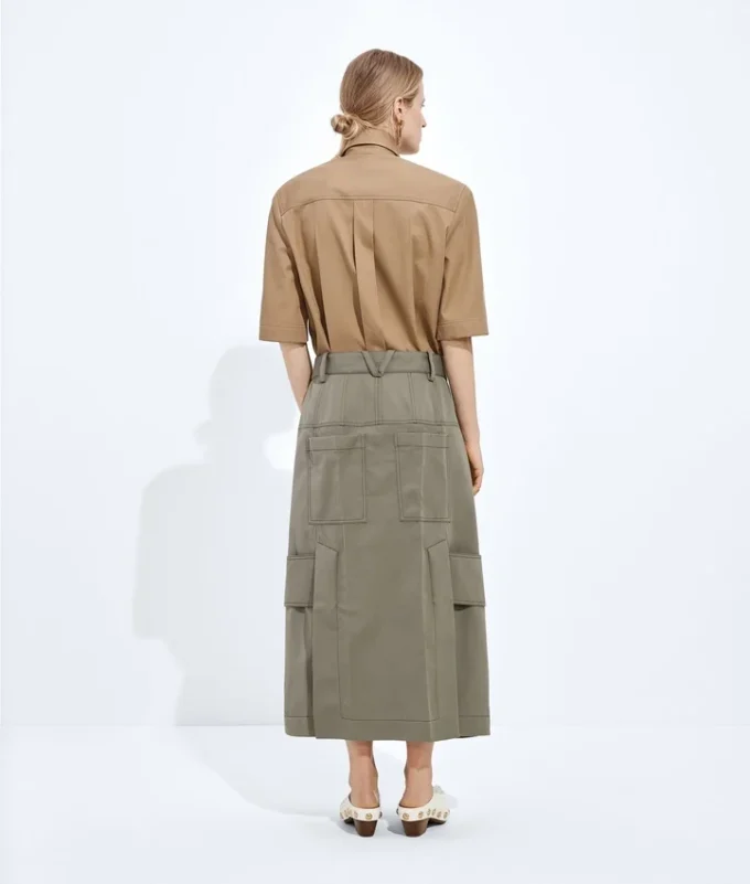 Jupe en gabardine de coton et de soie