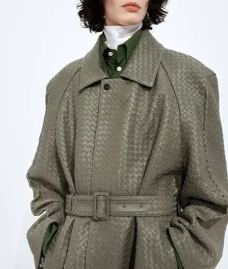 Manteau en cuir Intrecciato