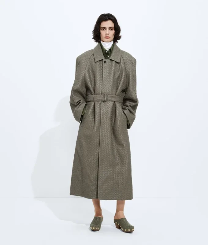 Manteau en cuir Intrecciato