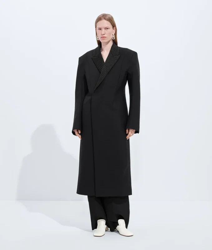 Manteau en laine et mohair à fente