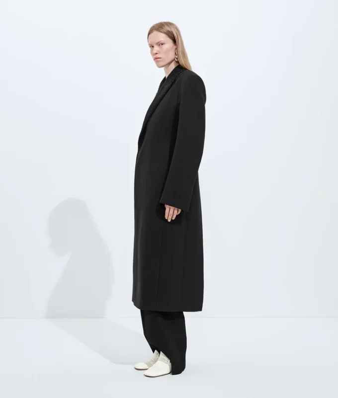 Manteau en laine et mohair à fente