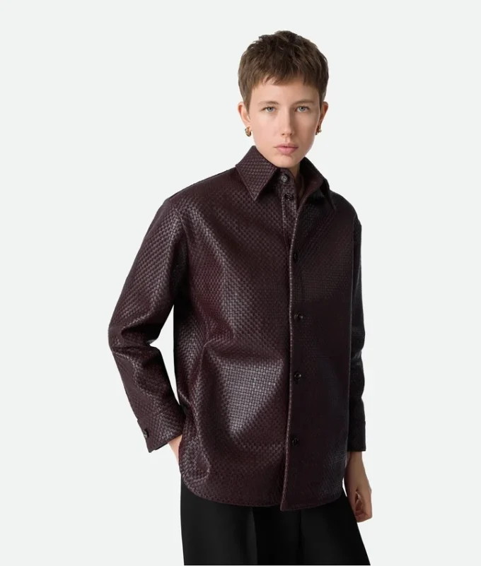 Mini-chemise en cuir Intrecciato Mini-chemise en cuir Intrecciato