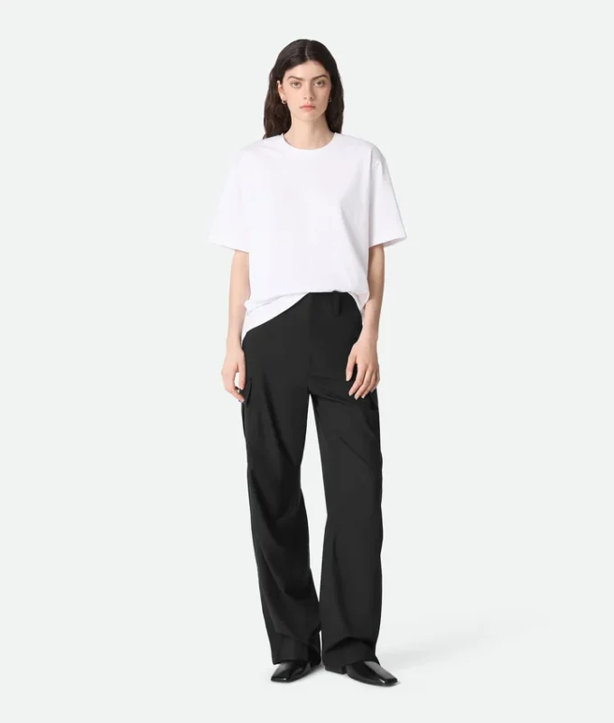 Pantalon cargo en laine fine