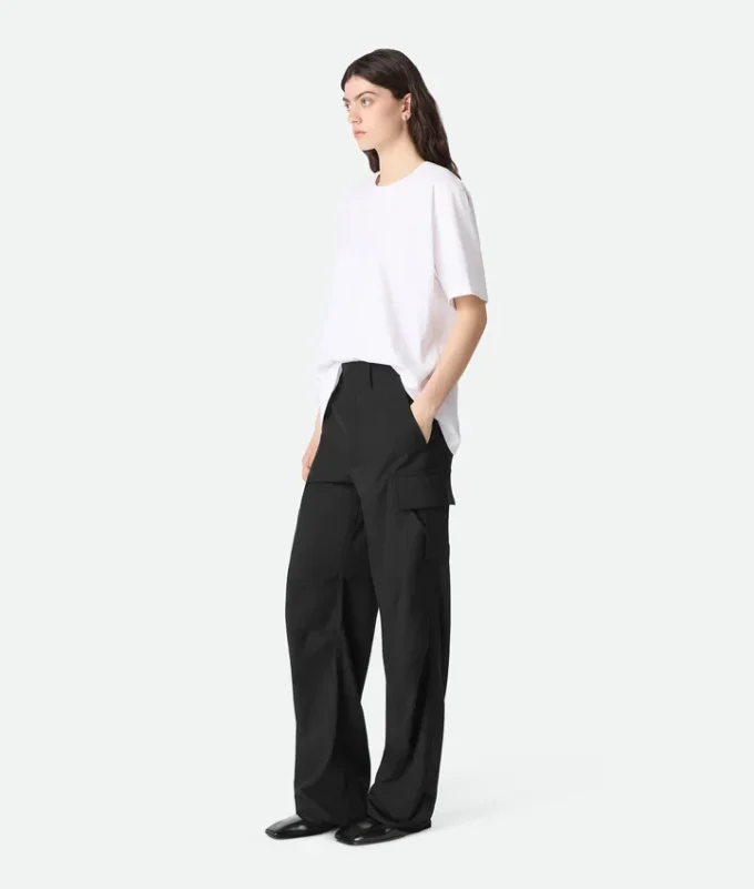 Pantalon cargo en laine fine