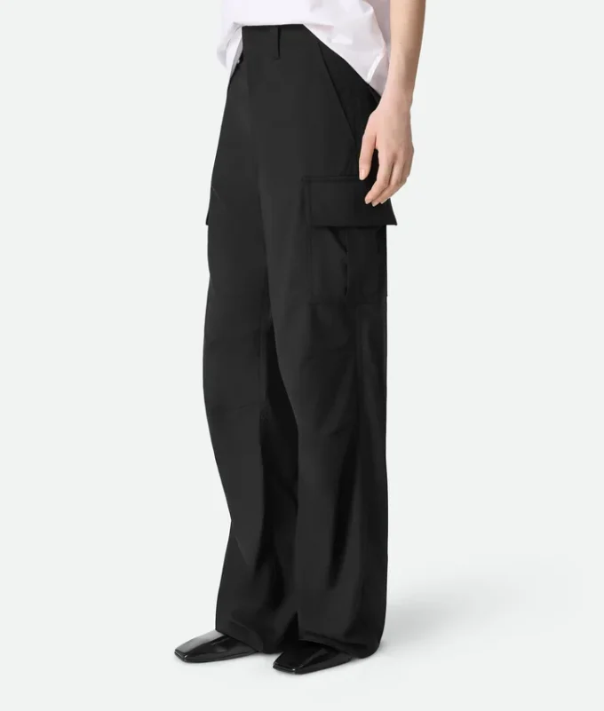 Pantalon cargo en laine fine