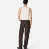 Pantalon droit en cuir et daim Intrecciato