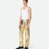 Pantalon droit en cuir Intrecciato laminé