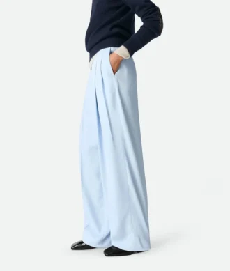 Pantalon droit en twill de viscose et de soie
