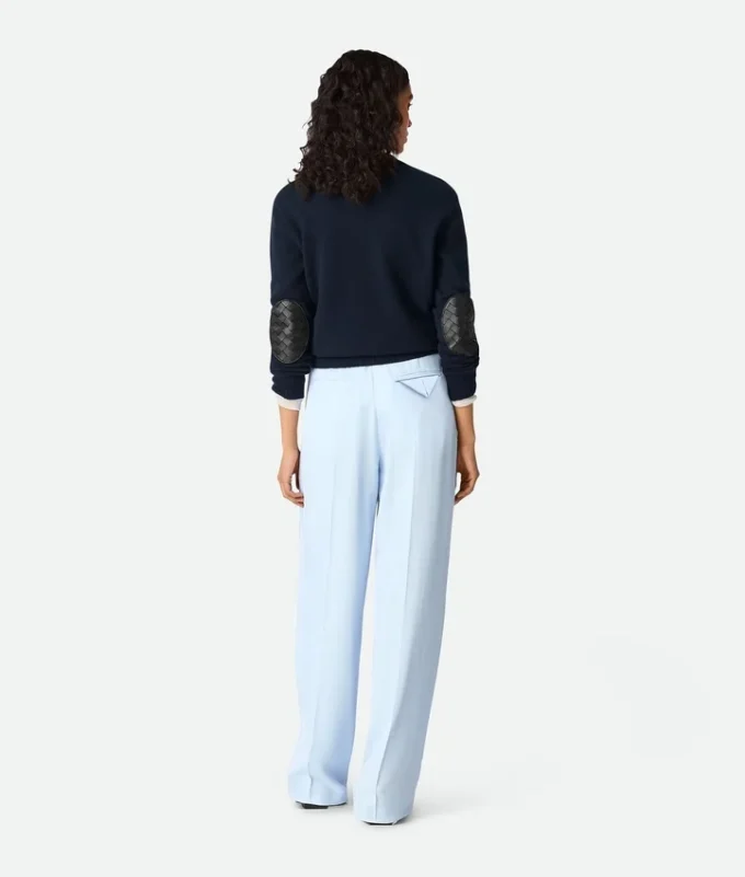 Pantalon droit en twill de viscose et de soie
