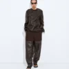 Pantalon en coton et cuir Pantalon en coton et cuir