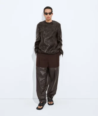 Pantalon en coton et cuir