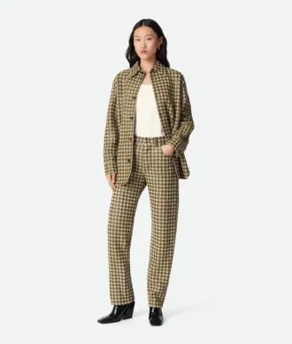 Pantalon en cuir et daim Intrecciato