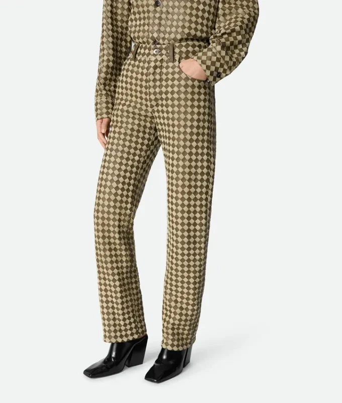 Pantalon en cuir et daim Intrecciato Pantalon en cuir et daim Intrecciato