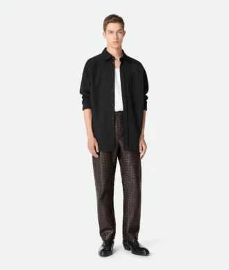 Pantalon en cuir Intrecciato