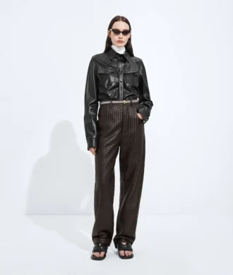 Pantalon en cuir Intrecciato
