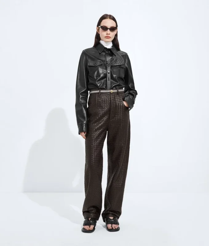 Pantalon en cuir Intrecciato Pantalon en cuir Intrecciato