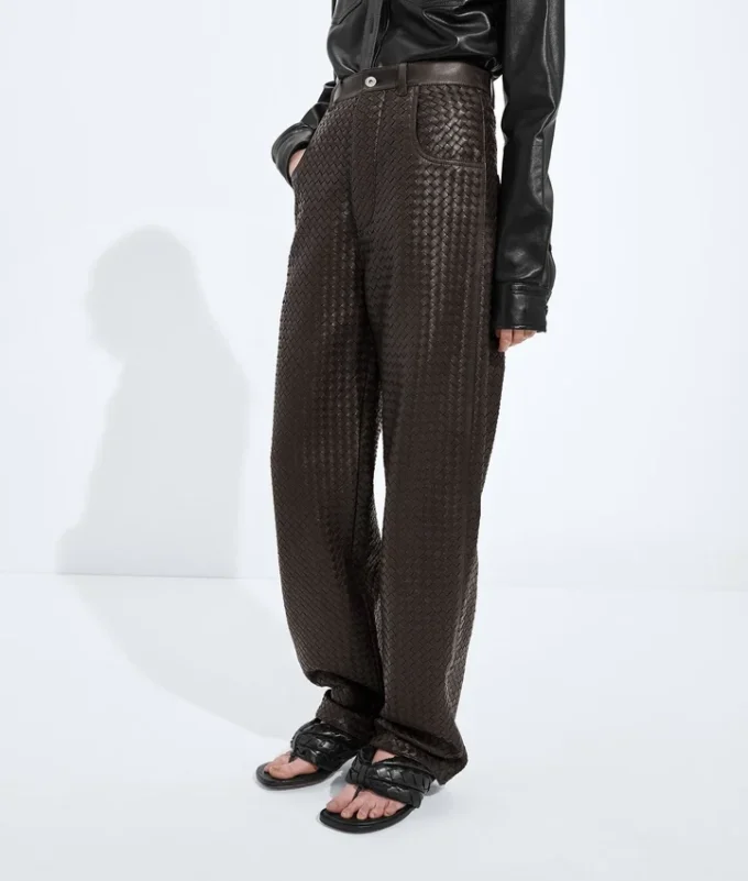 Pantalon en cuir Intrecciato Pantalon en cuir Intrecciato