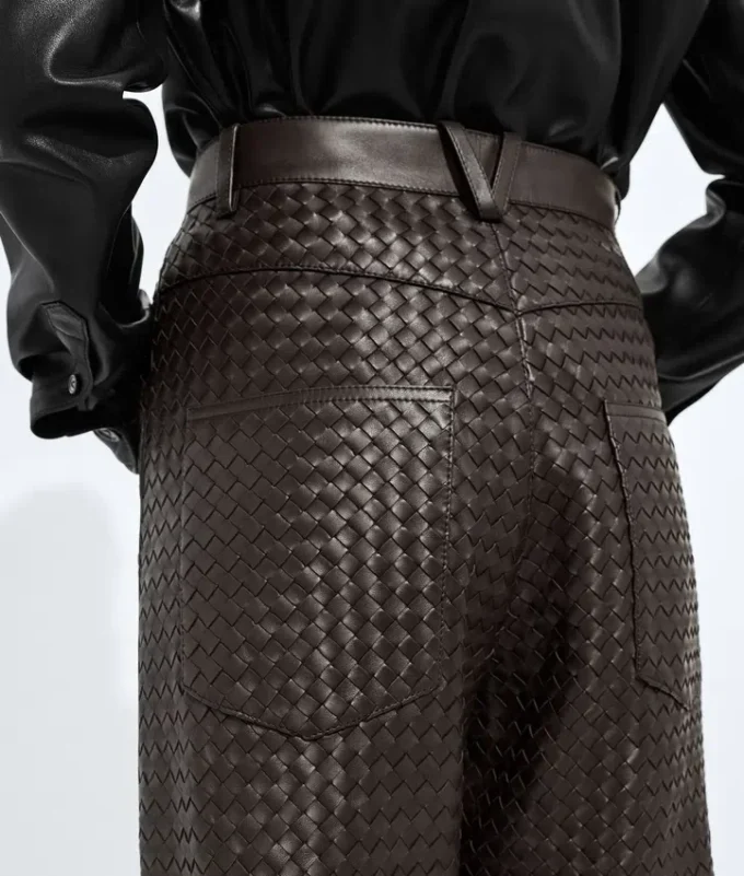 Pantalon en cuir Intrecciato Pantalon en cuir Intrecciato