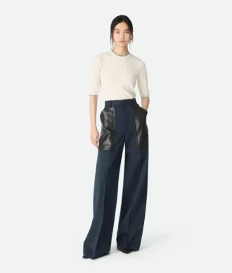 Pantalon en laine et coton