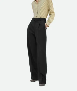 Pantalon en laine rayé