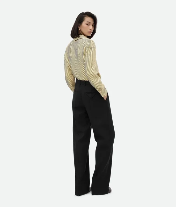 Pantalon en laine rayé