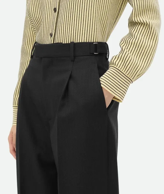 Pantalon en laine rayé