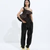 Pantalon en sergé de coton et viscose délavé