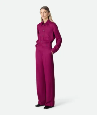 Pantalon en twill de viscose et de soie