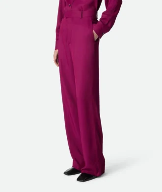 Pantalon en twill de viscose et de soie